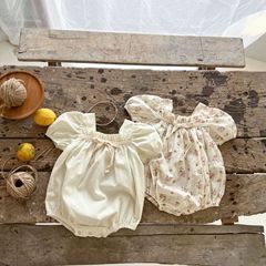 夏季韓版女寶寶1-3歲連體衣蝴蝶結綁帶碎花甜美外出服爬爬服哈衣