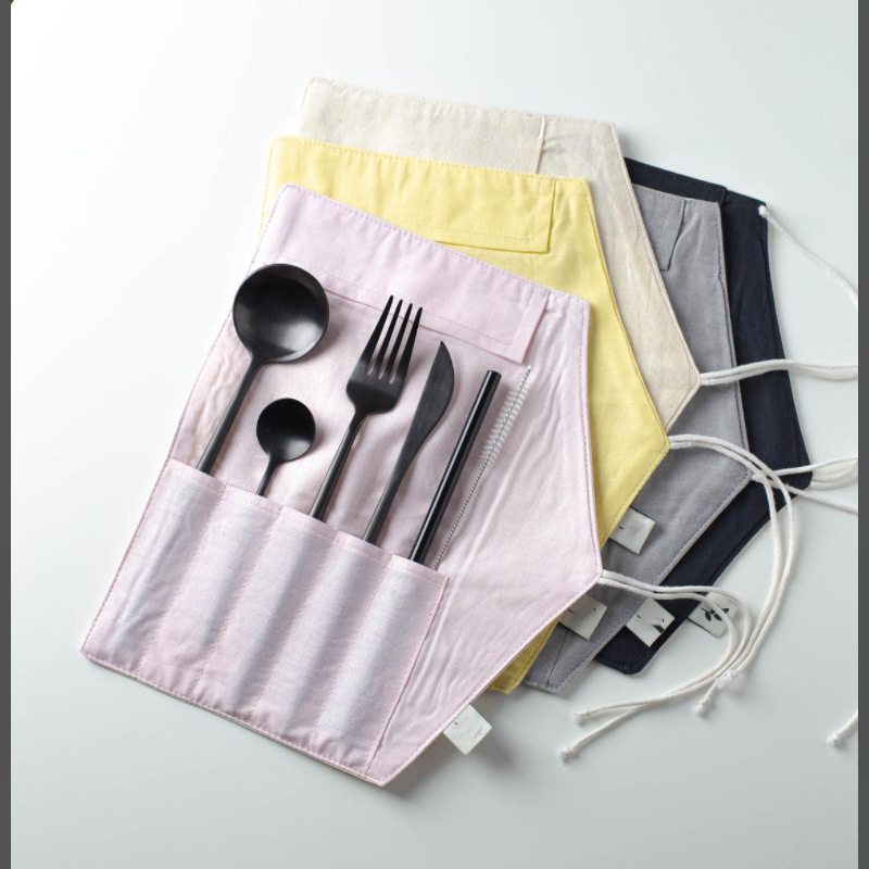 户外餐具收纳帆布袋  便携刀叉筷子卷包 旅游野营露营餐具携带包