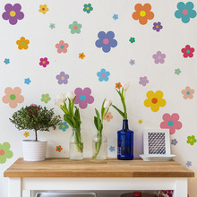 跨境亚马逊彩色花朵墙贴儿童卧室床头衣柜贴画幼儿园教室贴纸批发