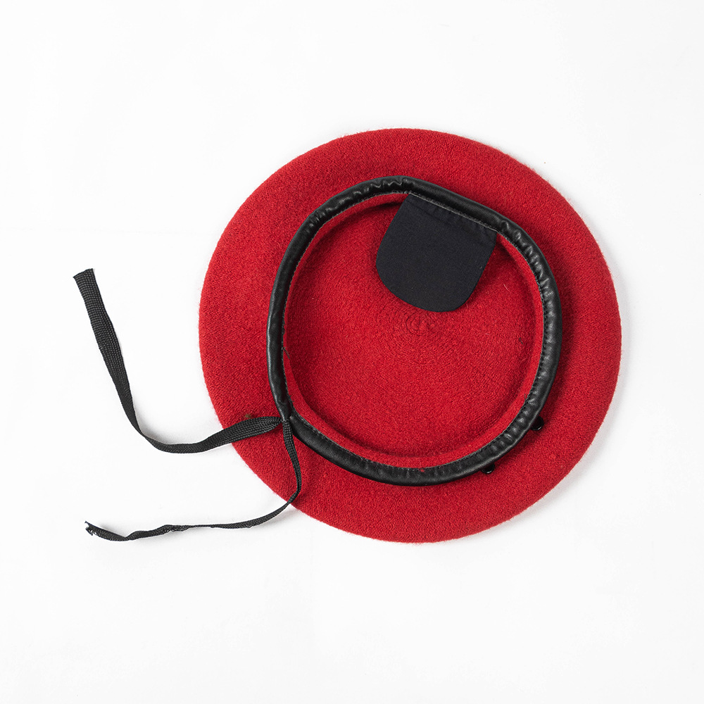 Otoño y invierno lana caliente boina profesional simple cubierta de cuero PU sombrero profesional ajustable cordón sombrero de seguridad