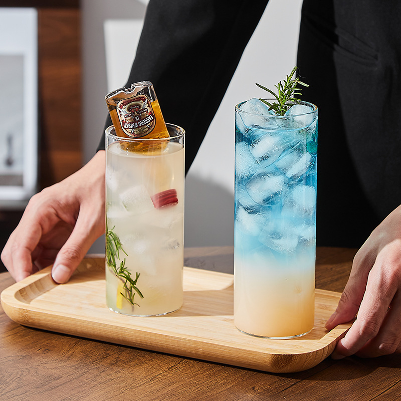 Ins High Borosilicate Straight Colin Cup Glass Cocktail Cup Long Island Ice Tea Cup Long Drink Cup High Borosilicate Glass Cup