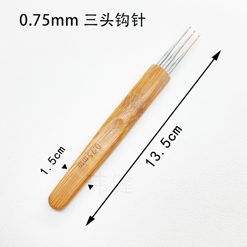 Mango de bambú crochet cabeza de metal crochet mango de bambú aluminio ganchillo suéter aguja coque ganchillo carbonizado fábrica al por mayor