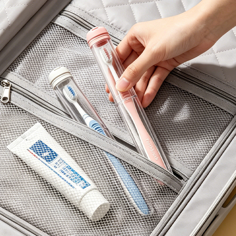 Mini Travel Toothbrush Storage Box, Portable Transparent Dust-Proof Toothbrush Case, a Must-Have Tool for Business Trips and Travel