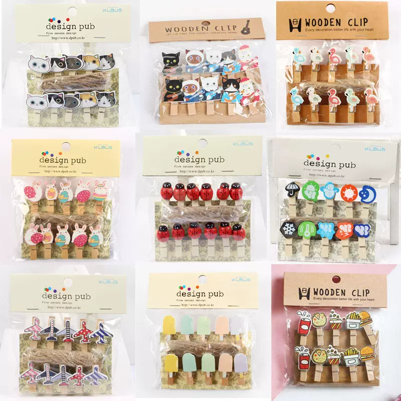创意照片夹子彩色小木夹卡通照片夹家居装饰木制工艺品便签夹摆件