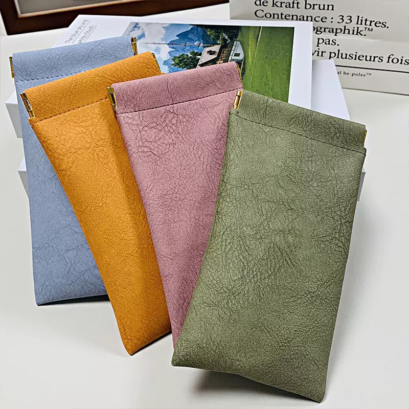 批发眼镜袋墨镜太阳镜男女眼镜包收纳套弹片口自动闭合眼镜收纳袋