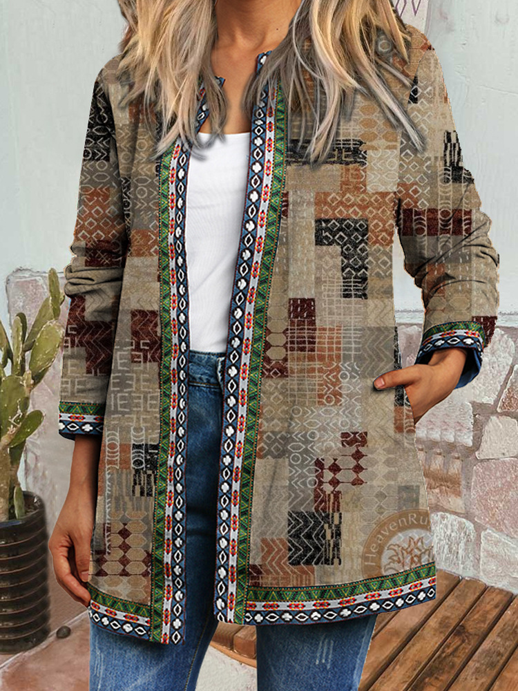 Demi-season retro ethnic long-sleeve