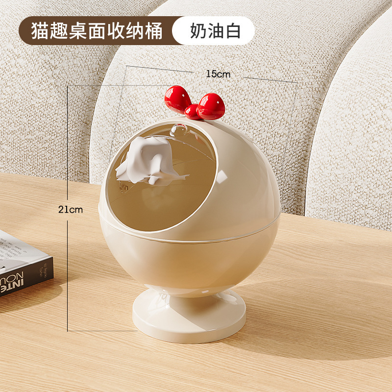 Caja de almacenamiento de bolas para el hogar Mesa con tapa Bote de basura a prueba de polvo Cubo de almacenamiento de gran capacidad Accesorios para el cabello Mini joyero