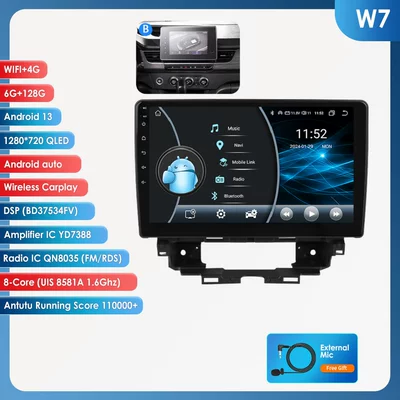 DVD Navigation – car Bluetooth all-in-one machine - model-b-6128g-wifi4g-lte-version-8581a-carplay-eight-core-10inch-suitable-for-19-25-renault-kangoo
