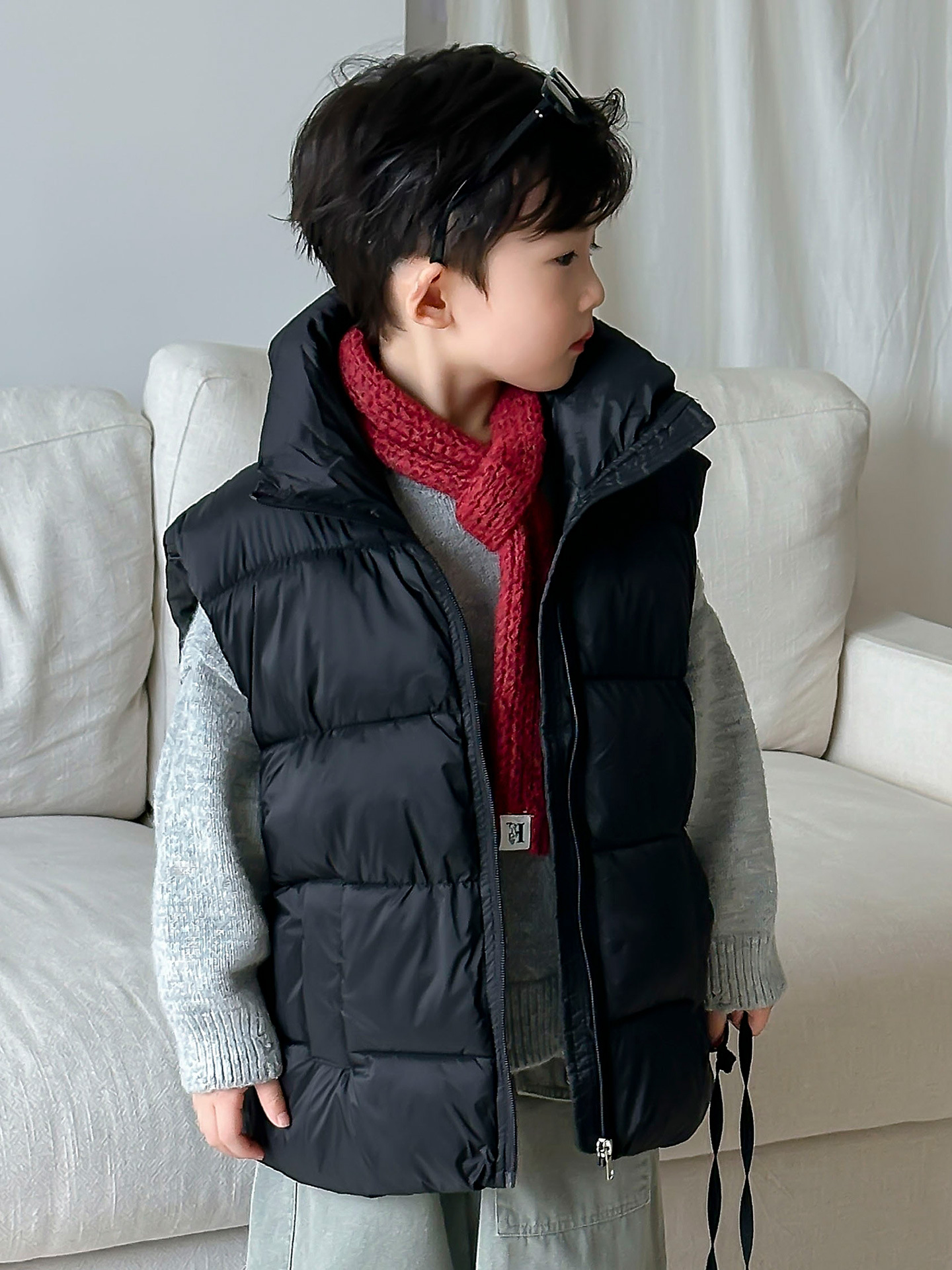 Otoño y invierno, chaleco de algodón de pluma para niños y niñas, chaleco de hombro de cuello alto para niños de mediana edad, exclusivamente para transfronterizos