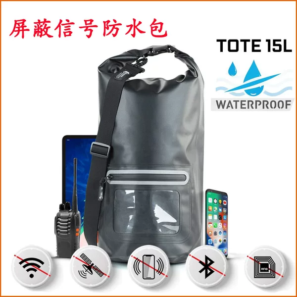 Factory direct sales multifunctional signal-blocking waterproof bucket bag, RFID-blocking mobile phone GPS roll-top waterproof storage bag
