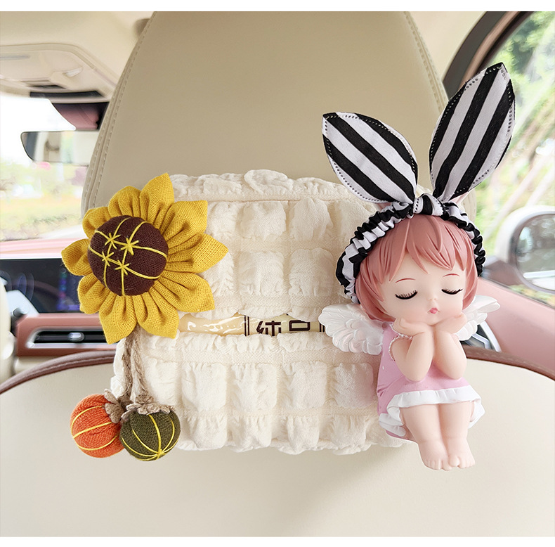 Armrest Box Drawable Hanging Tissue Box Creative Cartoon Car Tissue Box Advanced Sense Internet Celebrant Car Decoration Supplies