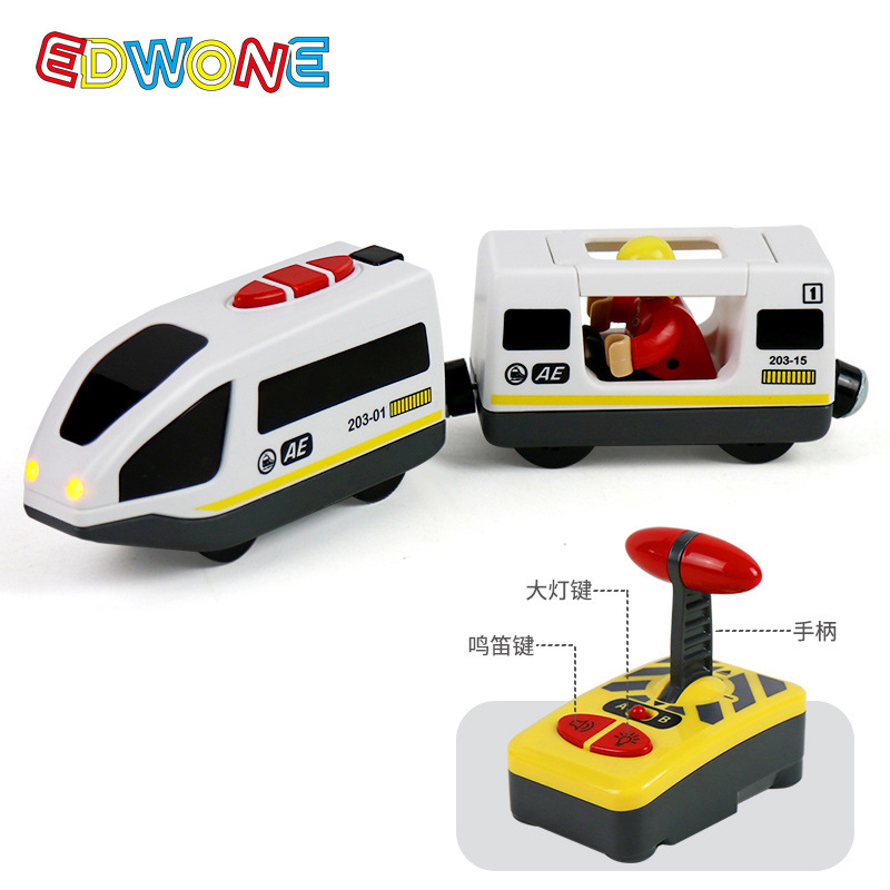 Wooden electric train railed