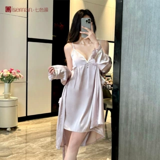 带胸垫性感冰丝睡衣女夏蕾丝吊带睡裙2025年新款纯色短裙套装春夏