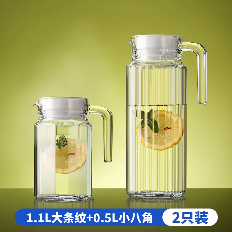 Taza de agua fría de vidrio resistente al calor, tetera de té de gran capacidad, taza de agua fría blanca resistente a altas temperaturas, botella de frutas al por mayor