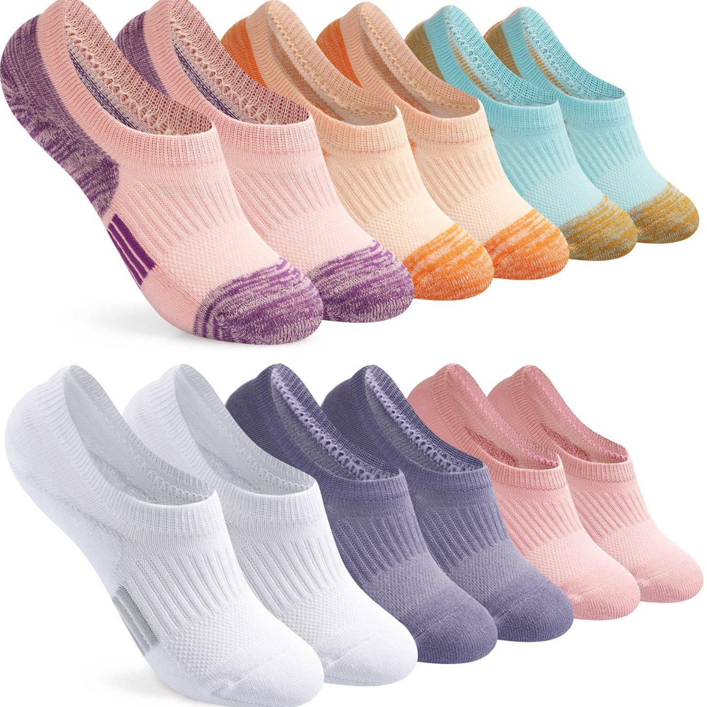 Summer Low-Cut Color-Blocked Boat Socks for Women, Sports Running Socks for Men, Breathable Anti-Odor Invisible Socks, Sweat-Absorbing Thin Short Socks
