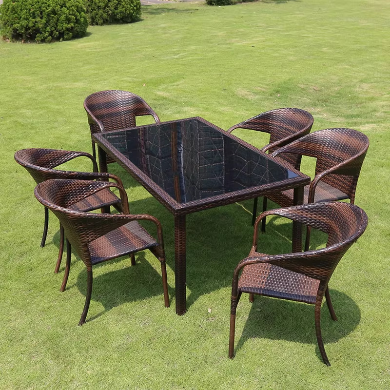 Mesa y silla al aire libre patio de caña tres piezas set terraza al aire libre balcón jardín ocio cabello de caña comedor combinación de mesa y silla