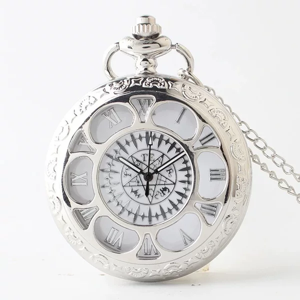 Cross-Border Black Butler Pocket Watch Hollow Flower Petal Necklace Pocket Watch Large Quartz Hanging Watch Fashion Gift Watch Wholesale