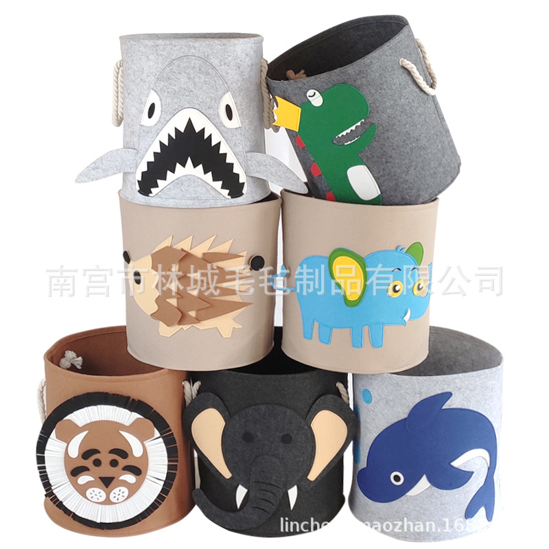 卡通玩具收纳筐毛毡收纳桶无纺布收纳包折叠加厚毛毡脏衣收纳篮