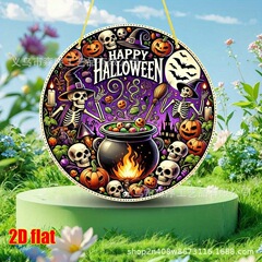 国境を越えた人気の家の装飾ハロウィンウィザードカボチャBOO木製ラウンドサインクリエイティブ装飾サインドアサイン