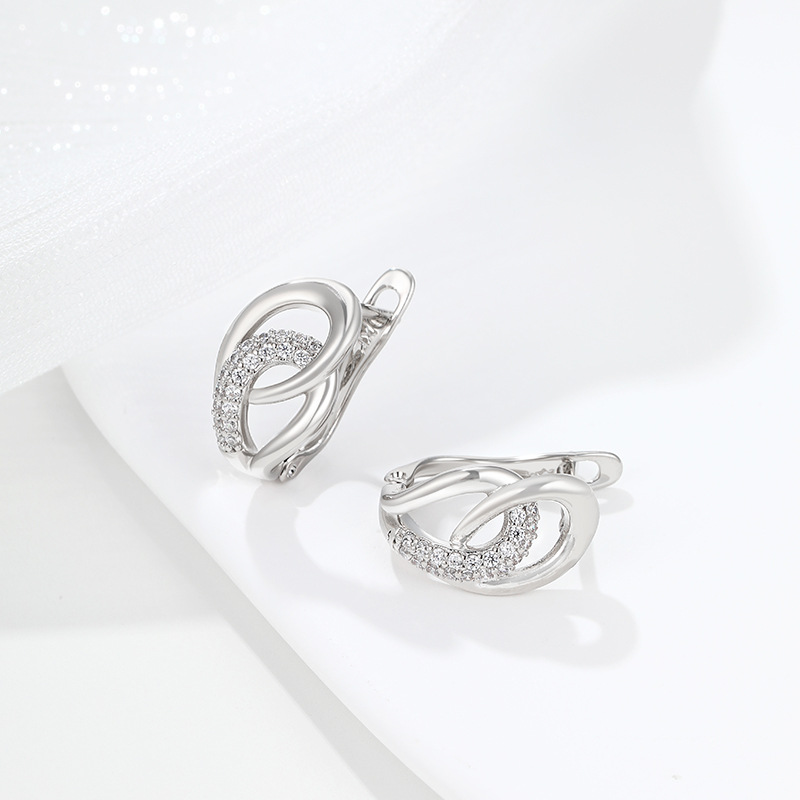 Aretes de Doble Anillo en Forma de Gota de Aleación de Cobre Galvanizado
