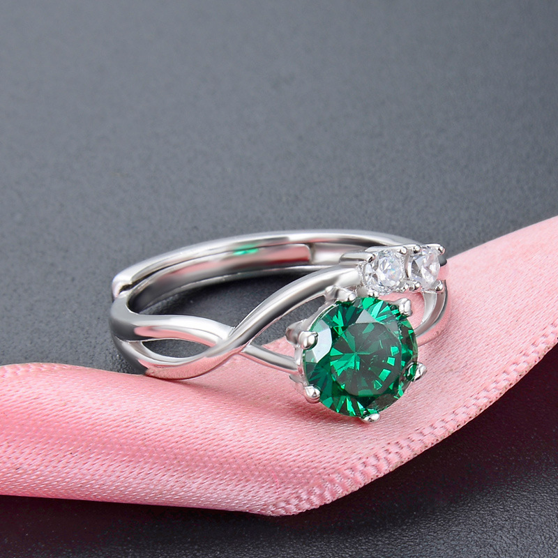 S925 plata esterlina retro anillo verde oliva mujer europea y americana estilo francés simple anillo de diamantes joyas al por mayor