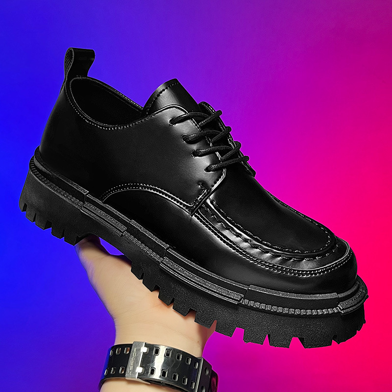 Zapatos de cuero de otoño para hombres Casual Derby vestido de negocios de alto nivel cabeza grande boda novio pies anchos peluqueros estilo de Hong Kong