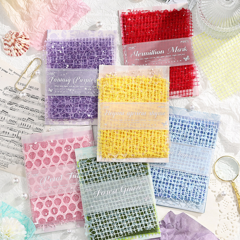 Paquete de materiales de collage de hilo ligero de malla de sombreado simple DIY material de decoración de malla jacquard hecha a mano sin adhesión