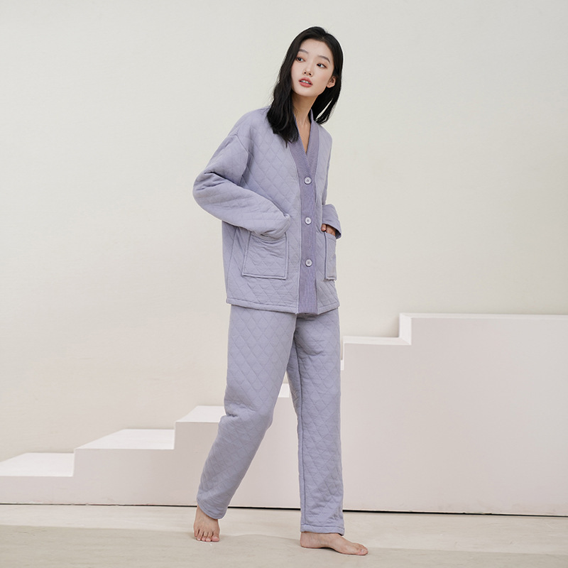 Maternity Pajamas That Don'T Tighten the Belly, Spring and Autumn Air Cotton Thickened Layered Warm Plus-Size Autumn and Winter Pure Cotton Quilted Postpartum Clothing