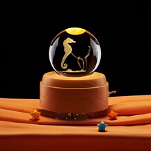 跨境批发海马3d立体激光内雕制作水晶球发光小夜灯装饰工艺品摆件