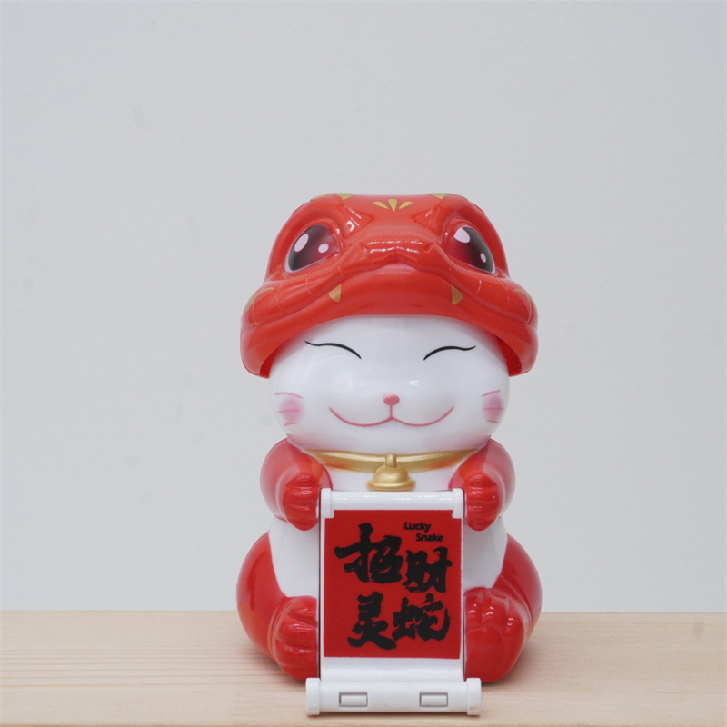 太阳能灵蛇招财猫桌面摆件办公室装饰品跨境电商创意礼品车载摆件详情5