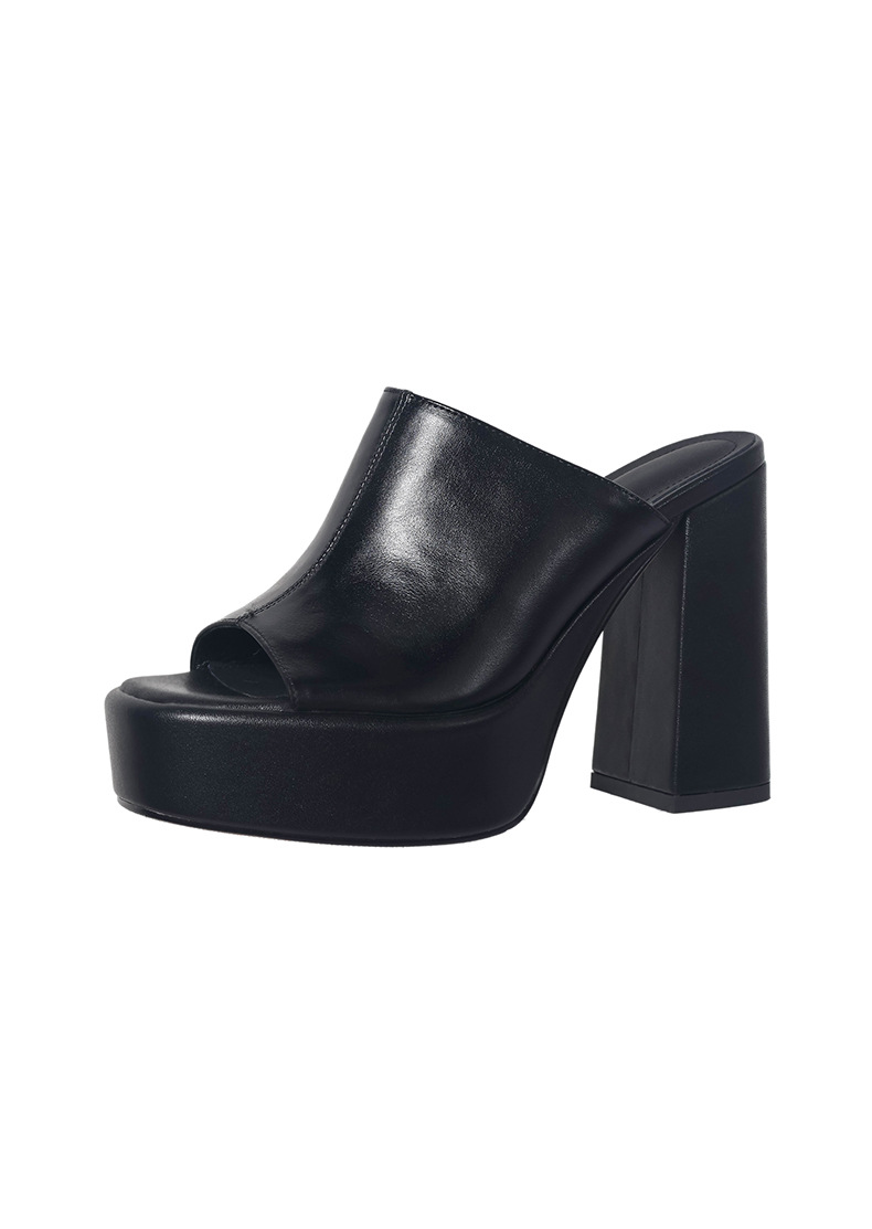 Sandal cao gót nữ mũi hở đế platform da bò thật gót siêu cao 12 cm — màu đen, màu trắng ngà chi tiết 20