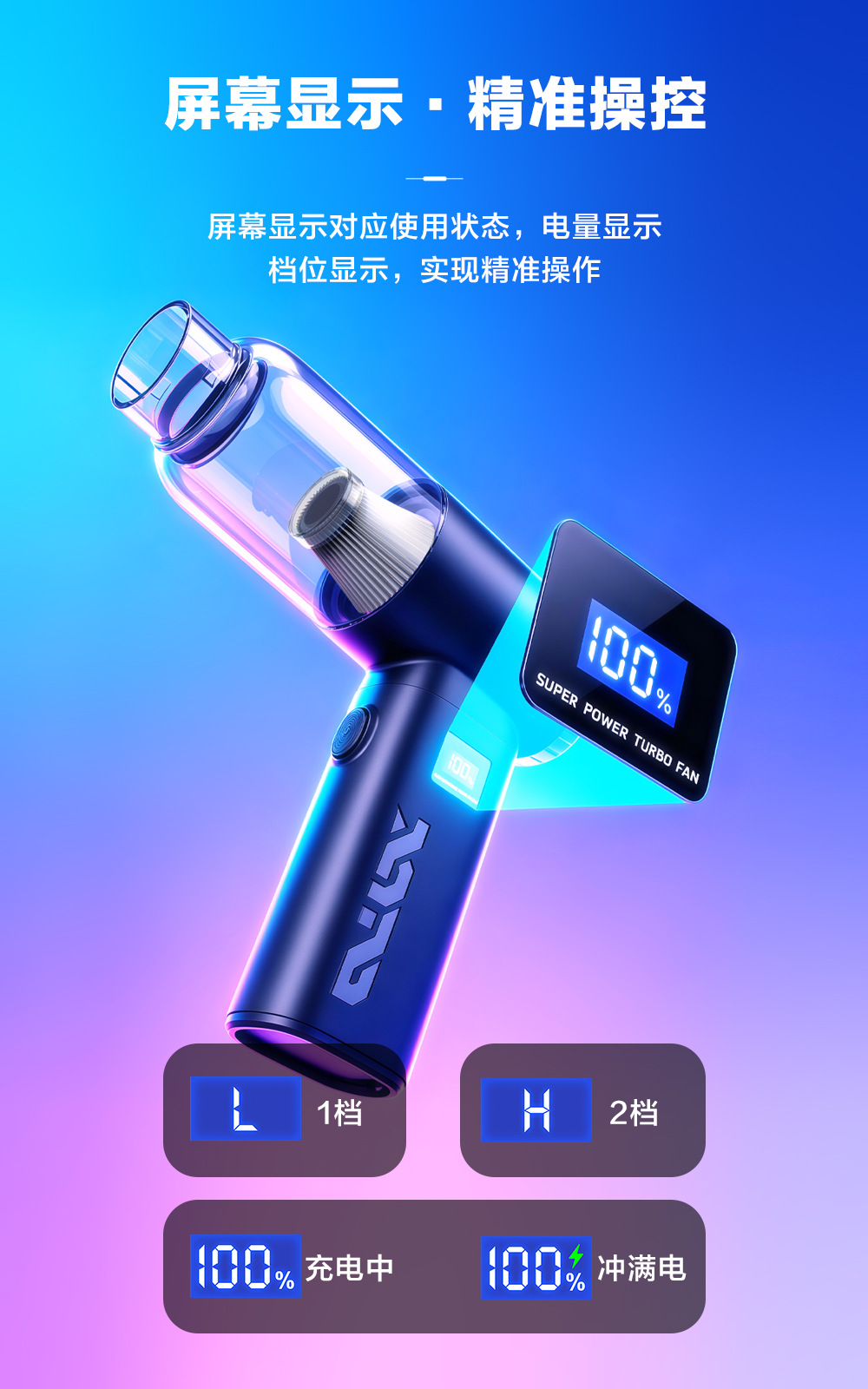 June's new cross-border product: brushless handheld car vacuum cleaner with high suction power, integrated blowing and suction functions for home and car use