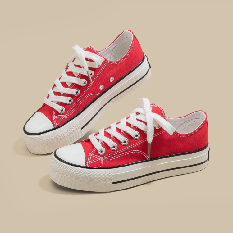 Japón Okazama Kuryu arroz grueso con suela elevada zapatos de lona rosa para niñas estudiantes coreanas con suela de goma vulcanizada.