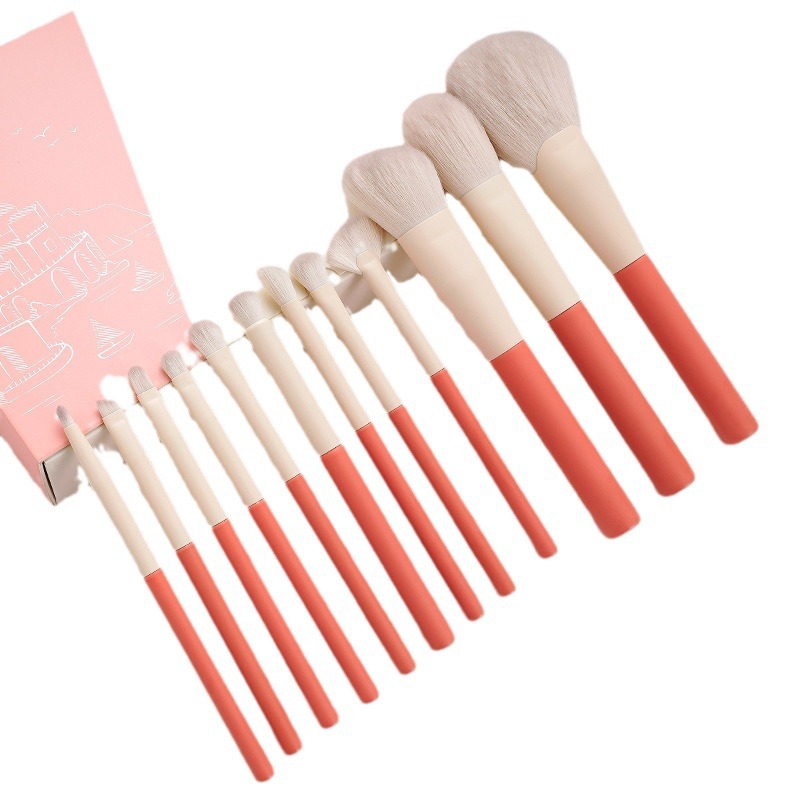 Serie de vacaciones 12 pinceles de maquillaje traje conjunto completo cepillo suelto sombra de ojos Fundación pelo suave herramientas de belleza cepillo de maquillaje