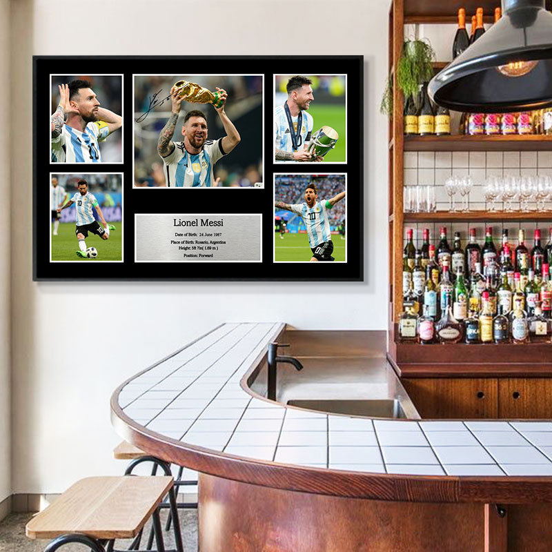 足球明星签名装饰画个性海报卧室床头客厅沙发边桌玄关酒店挂画