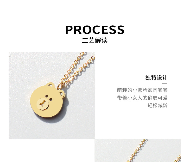 Cute Bear Pendant Titanium Steel Necklace display picture 10