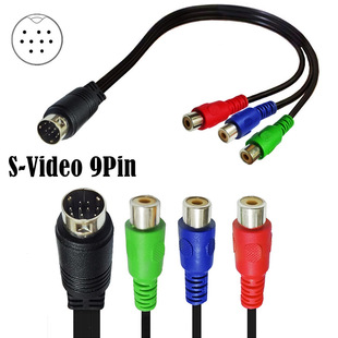 9PIN S-Video to 3RCA RGB TV Cable MINI DIN9Pin�D3RCAĸ��ҕ�l