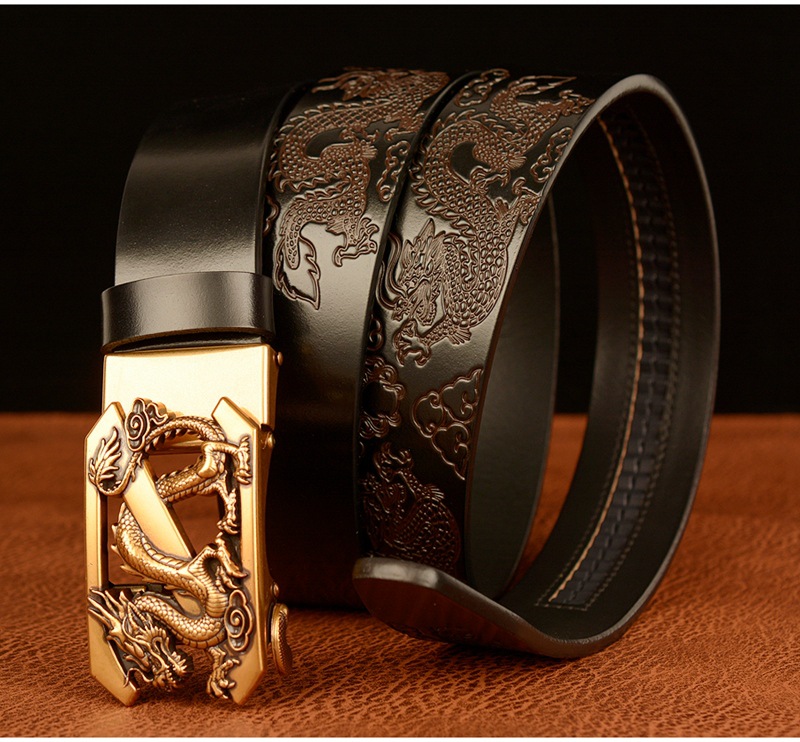 Wholesale Men's Fashion Genuine Leather Z-Dragon Belt measurements and detail photo 4