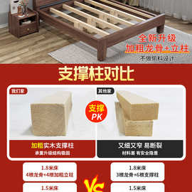 实木床板式现代简约1.5米1.8米双人床主卧出租房简易单人床架1.2m