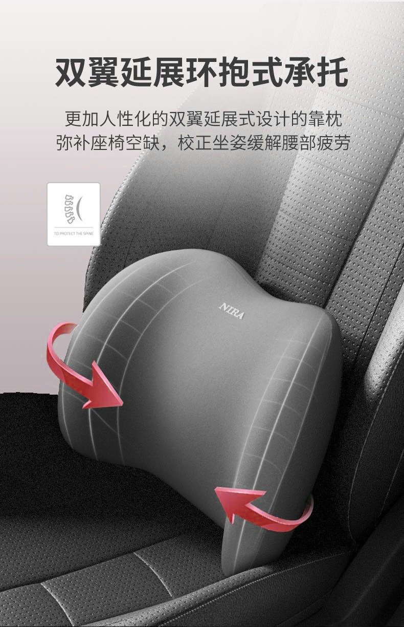 Car Headrest and Lumbar Support Memory Foam Neck Pillow Cushion Set for Car Interior