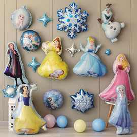 冰雪奇缘主题气球艾莎安娜公主女孩生日派对场景布置装饰雪宝雪花