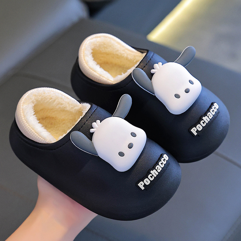 Sanliou zapatillas de algodón de invierno para niños y niñas, calentamiento y terciopelo para niños y niñas, Kullomi, lindos zapatos de algodón impermeables para bebés