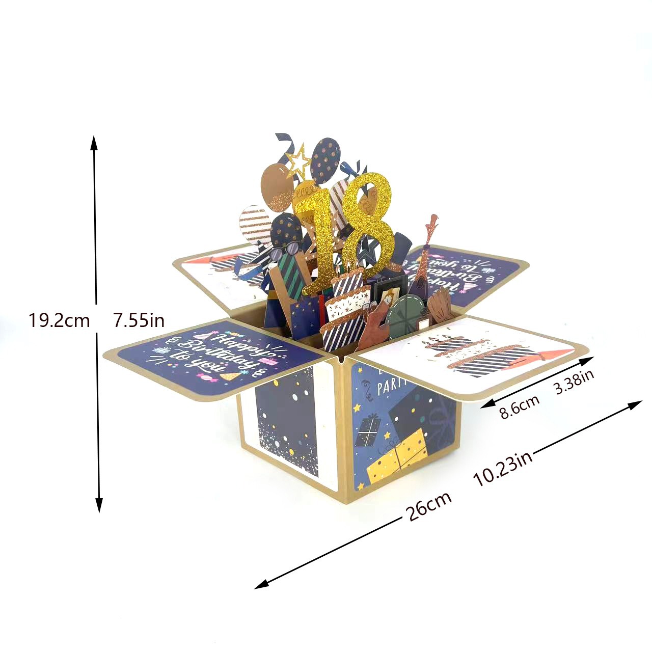 18 세 입체 상자; 사양은 사용자 정의 할 수 있습니다