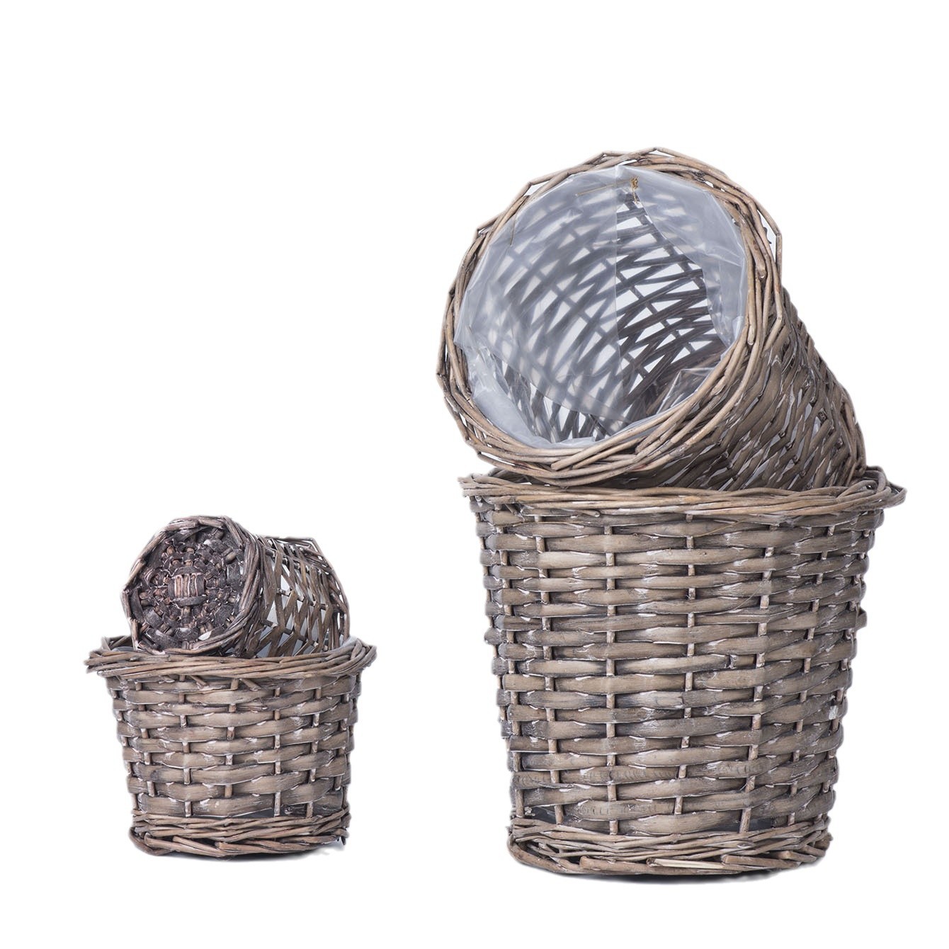 Nórdico tejido a mano maceta decoración de sala de estar cestas de flores de sauce verde a mano maceta de plantación verde carnosas