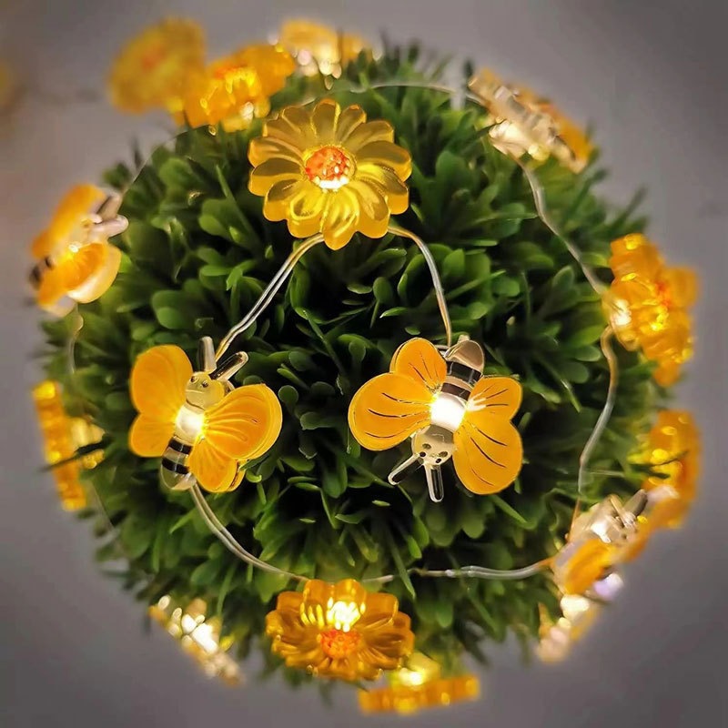 Yellow bee + sunflower [mix and match] / 1.1m lights (2aa always on battery box)