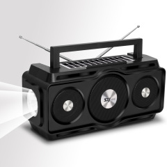 新型ダブルソーラーbluetoothスピーカーラジオライト屋外携帯電話スタンド多機能懐中電灯音響工場