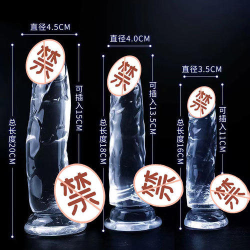 Highly transparent crystal artificial dildo, suction cup for female masturbation, dildo for female pleasure, manual type TPE material