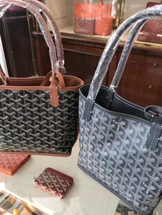 2024 Goya dog tooth bag double-sided genuine leather bowling women's bag tote bag mother bag portable