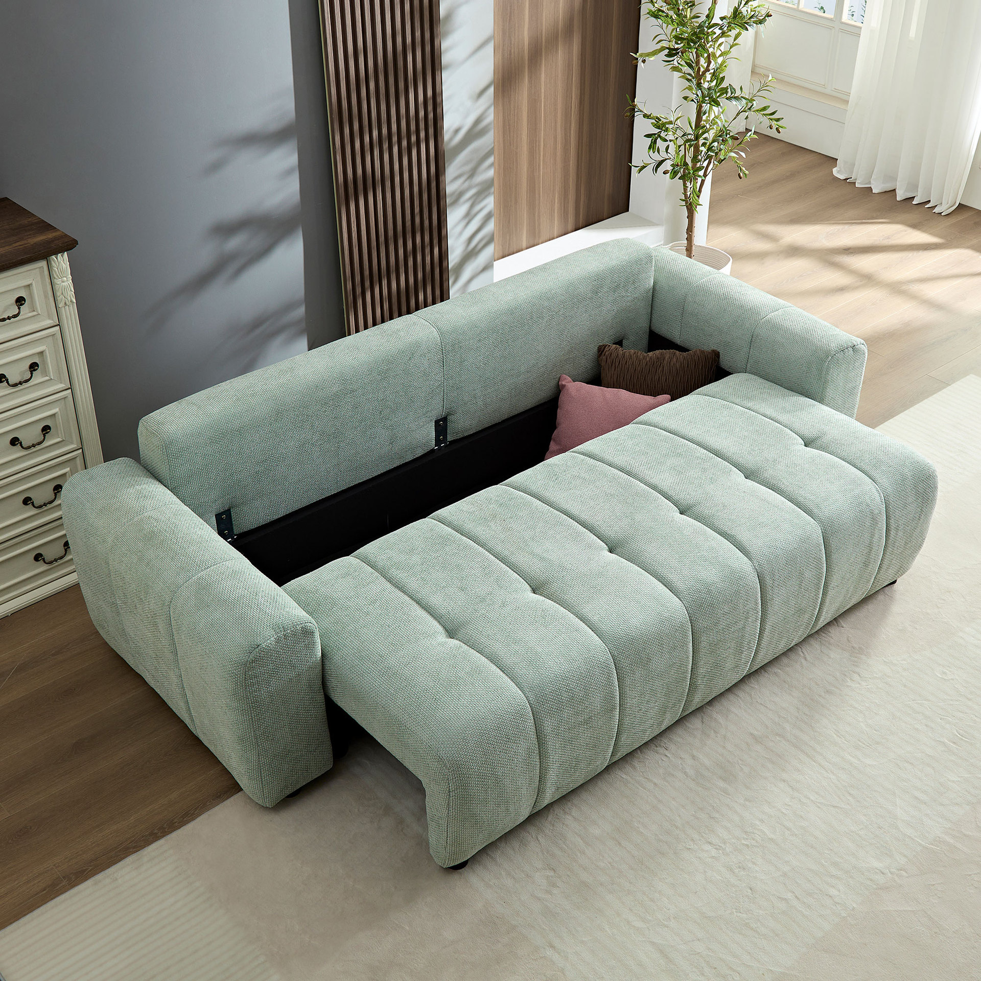 Sofá de casa pequeña sala de estar sofá plegable de viento crema cama de alquiler dormitorio multifuncional nuevo pequeño sofá doble