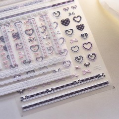 辣妹風蕾絲蝴蝶結美甲貼紙ins甜酷風粉色復古百搭蝴蝶結美甲貼紙